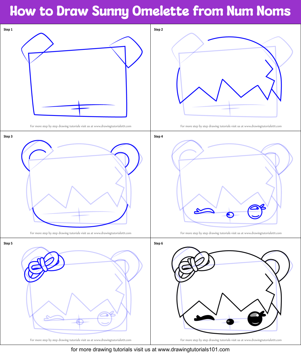 How to Draw Sunny Omelette from Num Noms Printable Step by Step