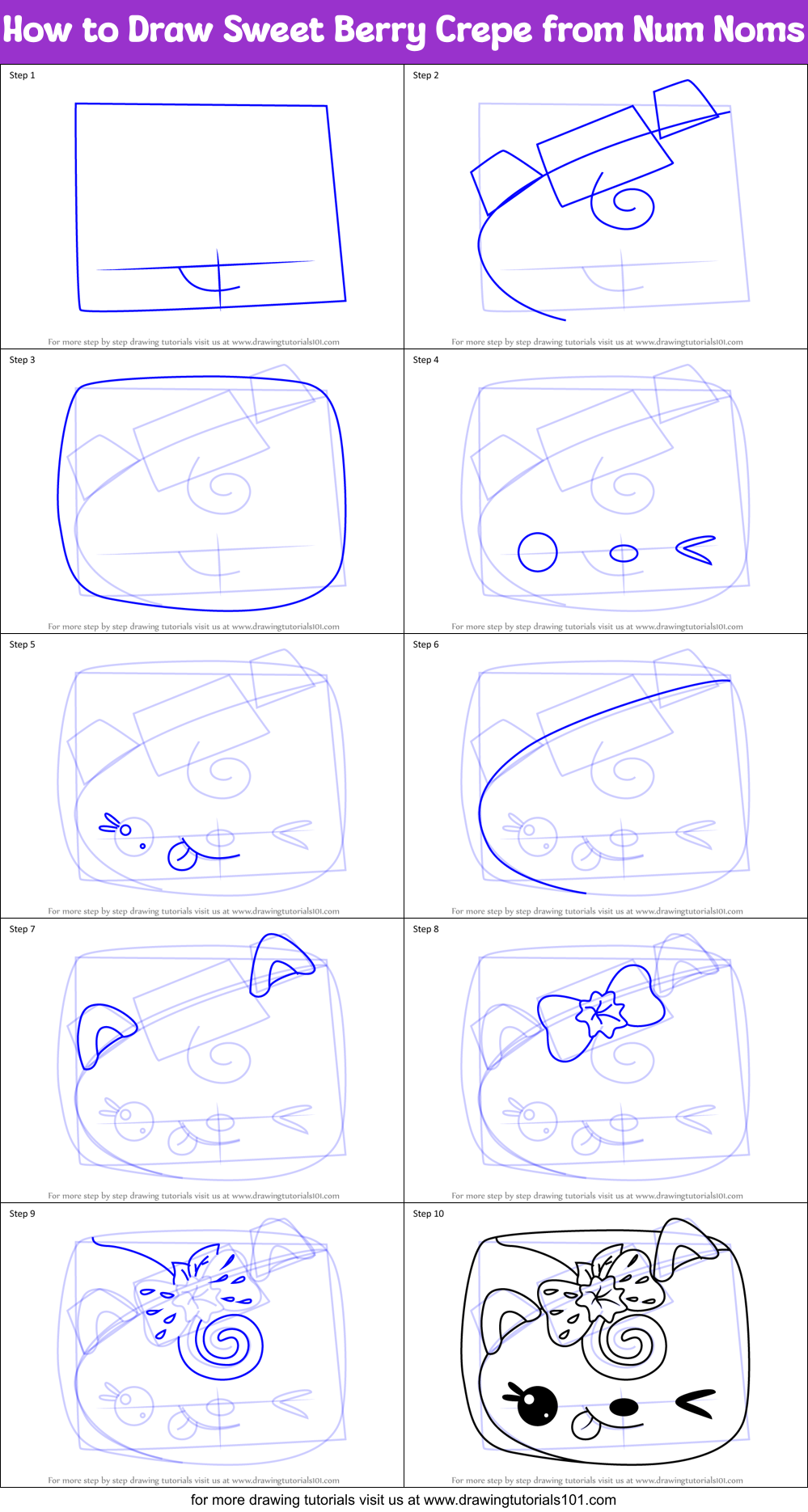 How to Draw Sweet Berry Crepe from Num Noms Printable Step by Step
