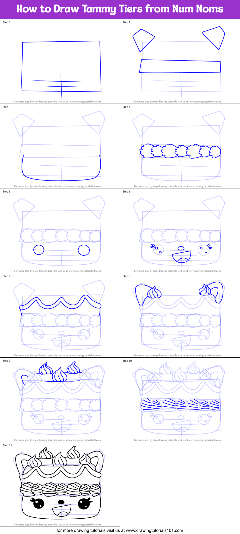 How to Draw Tammy Tiers from Num Noms Printable Step by Step