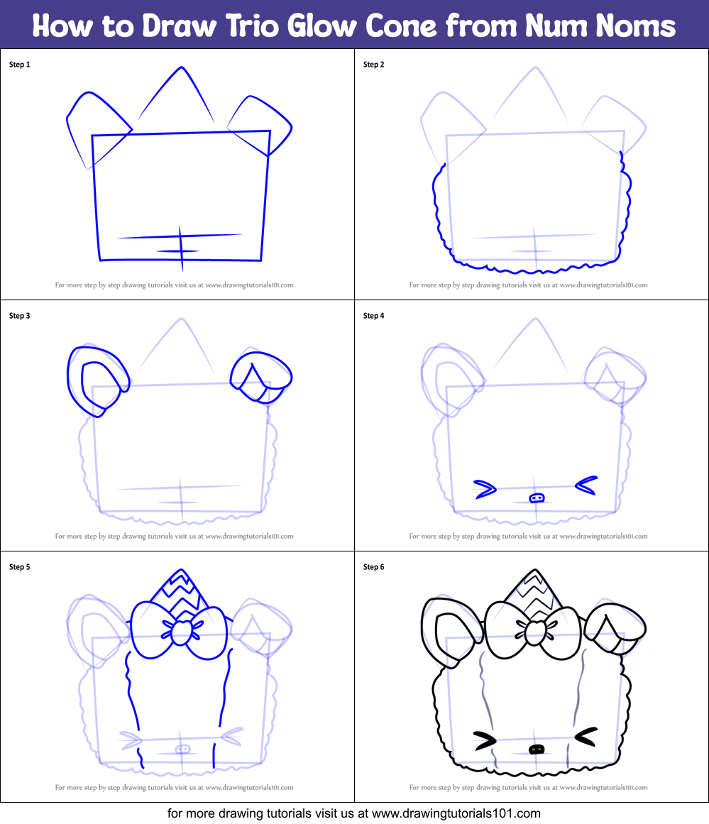 How to Draw Trio Glow Cone from Num Noms Printable Step by Step