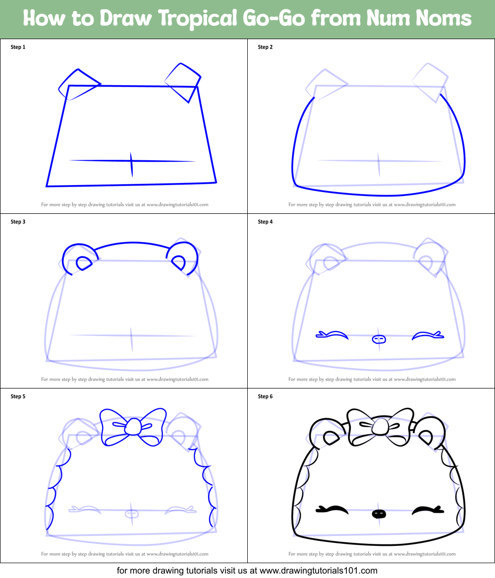 How to Draw Tropical Go-Go from Num Noms Printable Step by Step