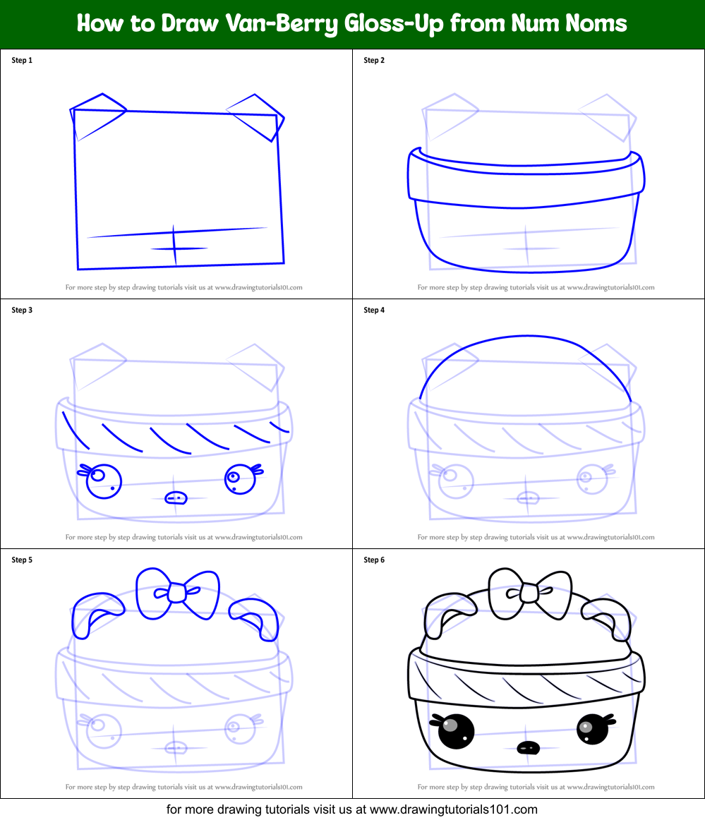 How to Draw Van-Berry Gloss-Up from Num Noms Printable Step by Step