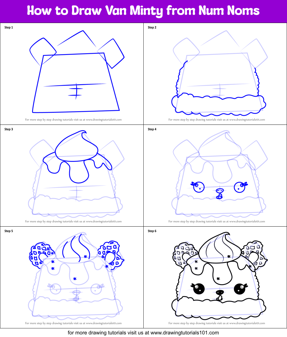 How to Draw Van Minty from Num Noms Printable Step by Step
