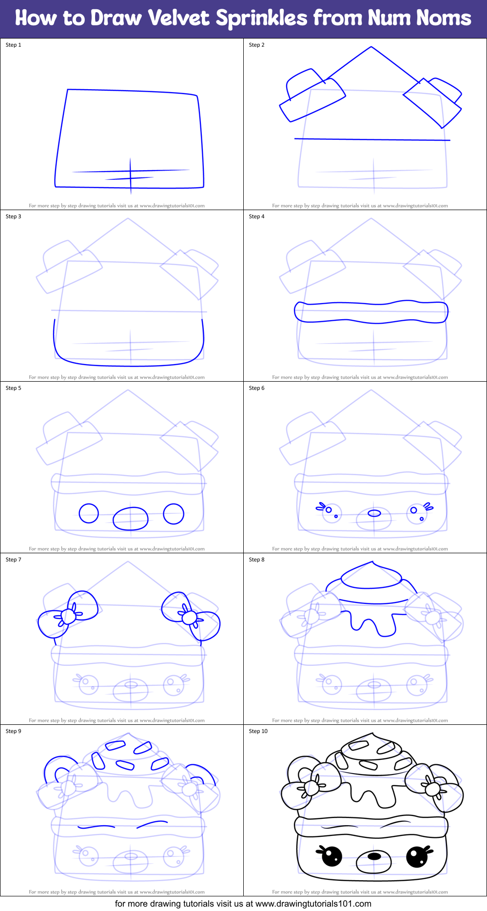 How To Draw Velvet Sprinkles From Num Noms Printable Step By Step 