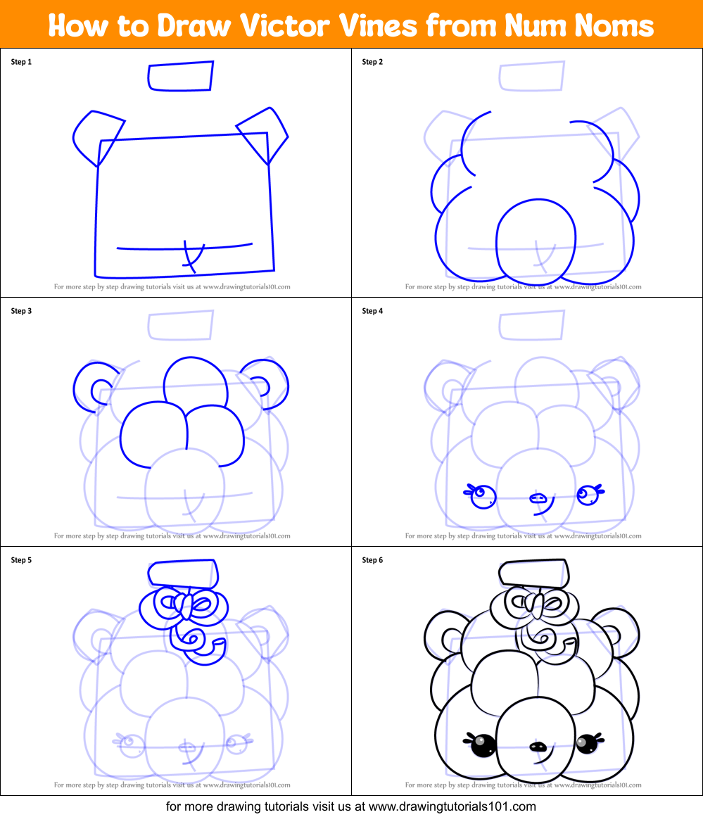 How to Draw Victor Vines from Num Noms Printable Step by Step