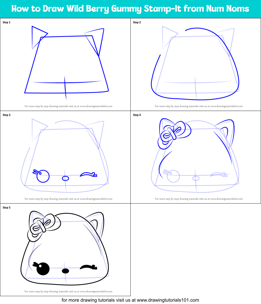 How to Draw Wild Berry Gummy Stamp-It from Num Noms Printable Step by Step