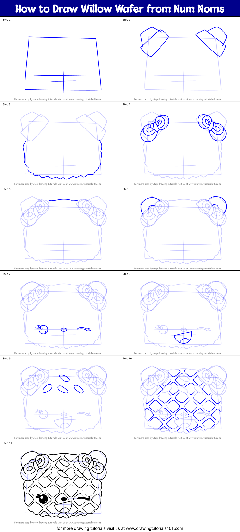 How to Draw Willow Wafer from Num Noms Printable Step by Step