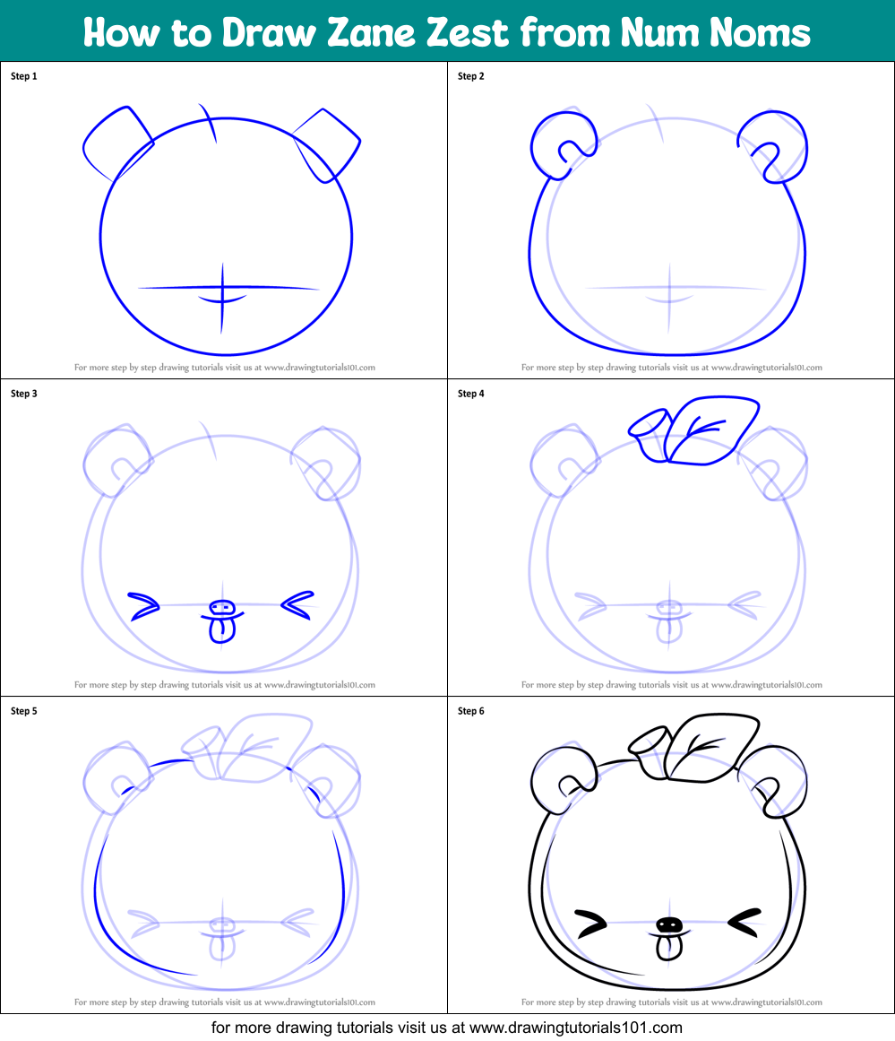 How to Draw Zane Zest from Num Noms Printable Step by Step