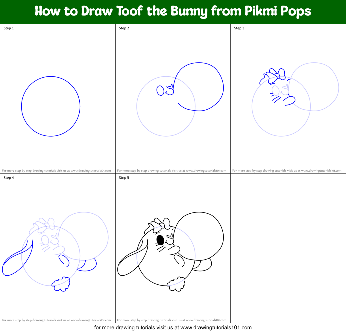 How to Draw Toof the Bunny from Pikmi Pops Printable Step by Step
