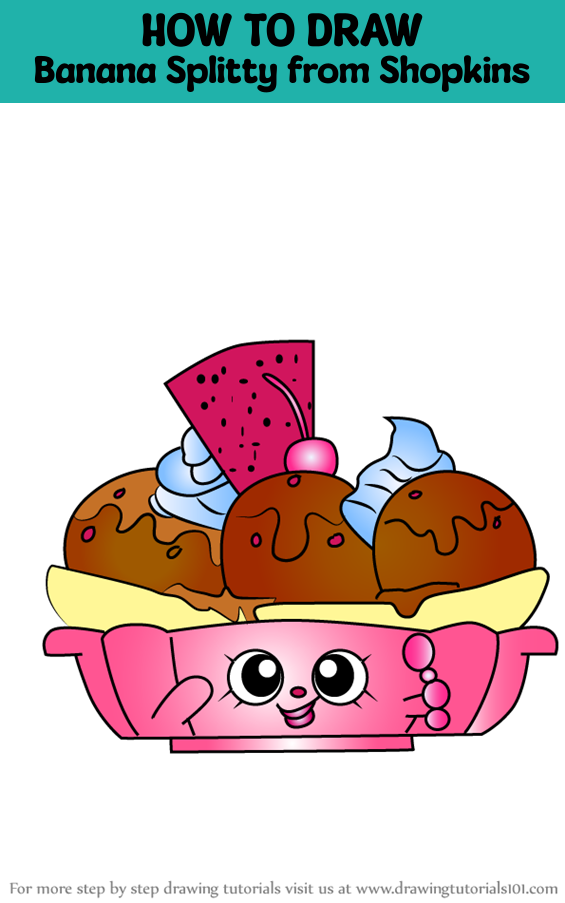 How to Draw Banana Splitty from Shopkins (Shopkins) Step by Step ...