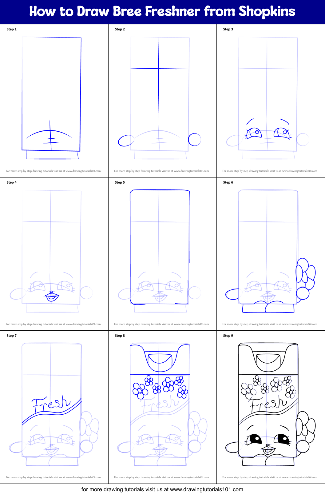 How to Draw Bree Freshner from Shopkins Printable Step by Step