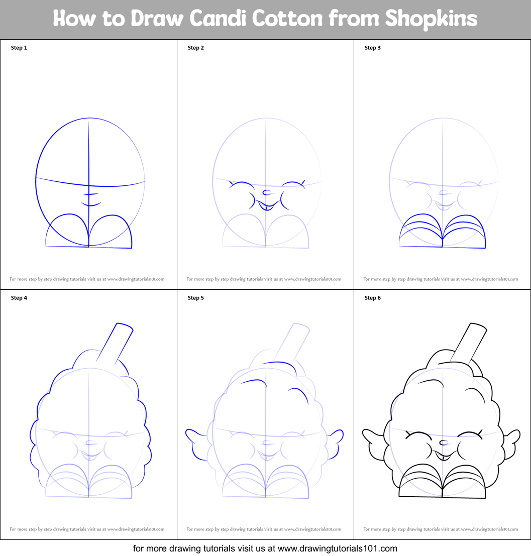 How to Draw Candi Cotton from Shopkins Printable Step by Step