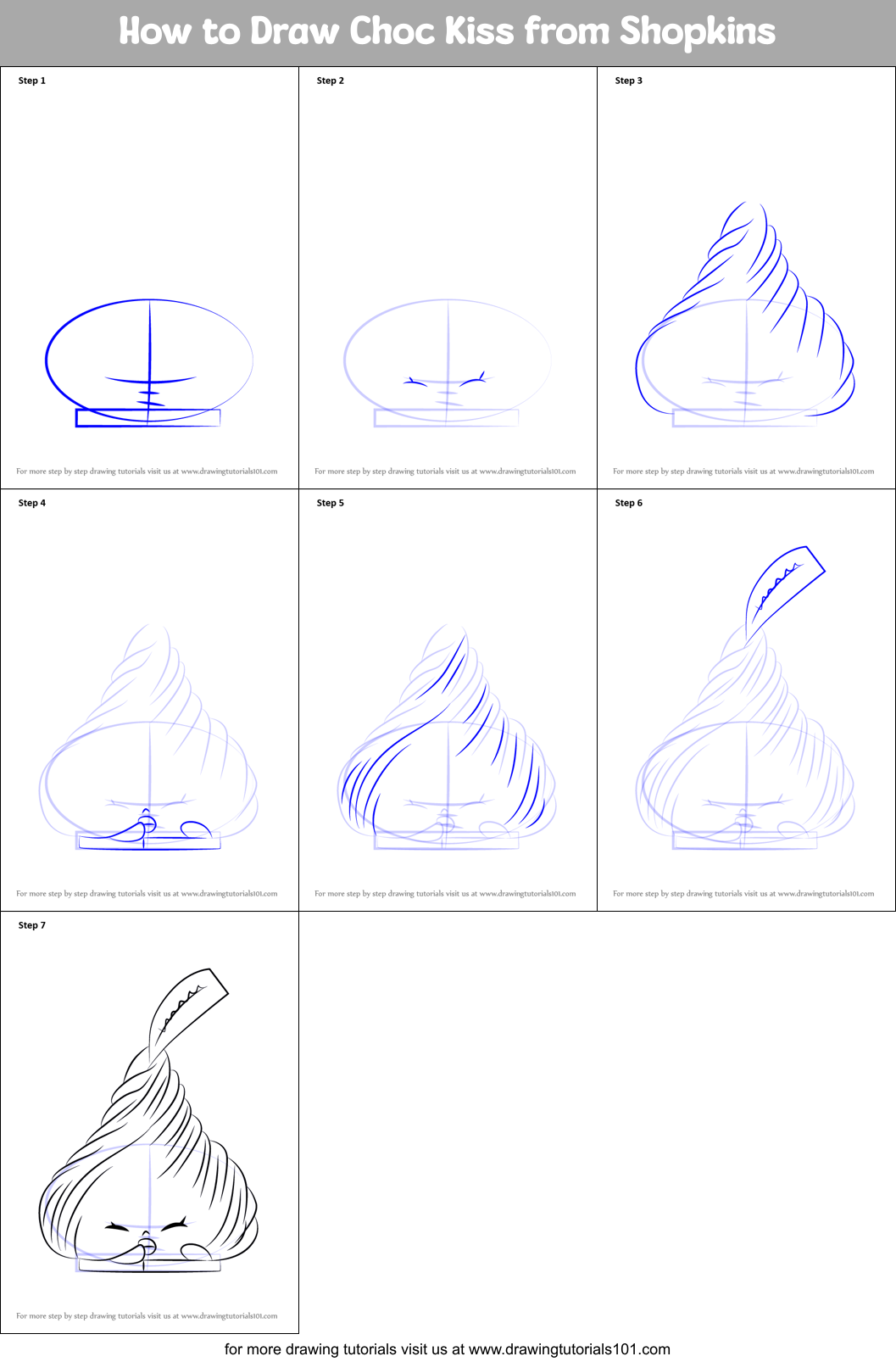 How to Draw Choc Kiss from Shopkins Printable Step by Step
