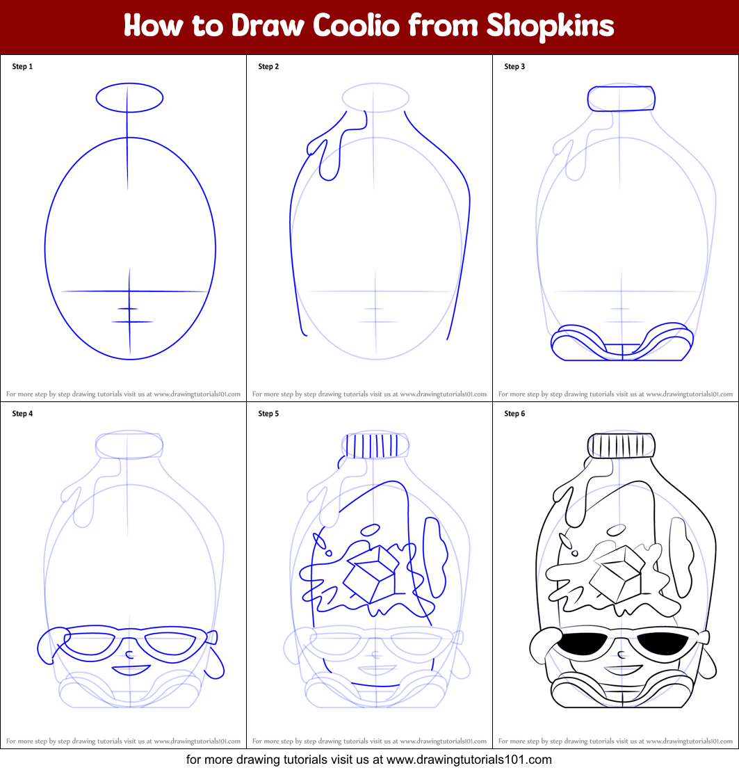 How to Draw Coolio from Shopkins Printable Step by Step