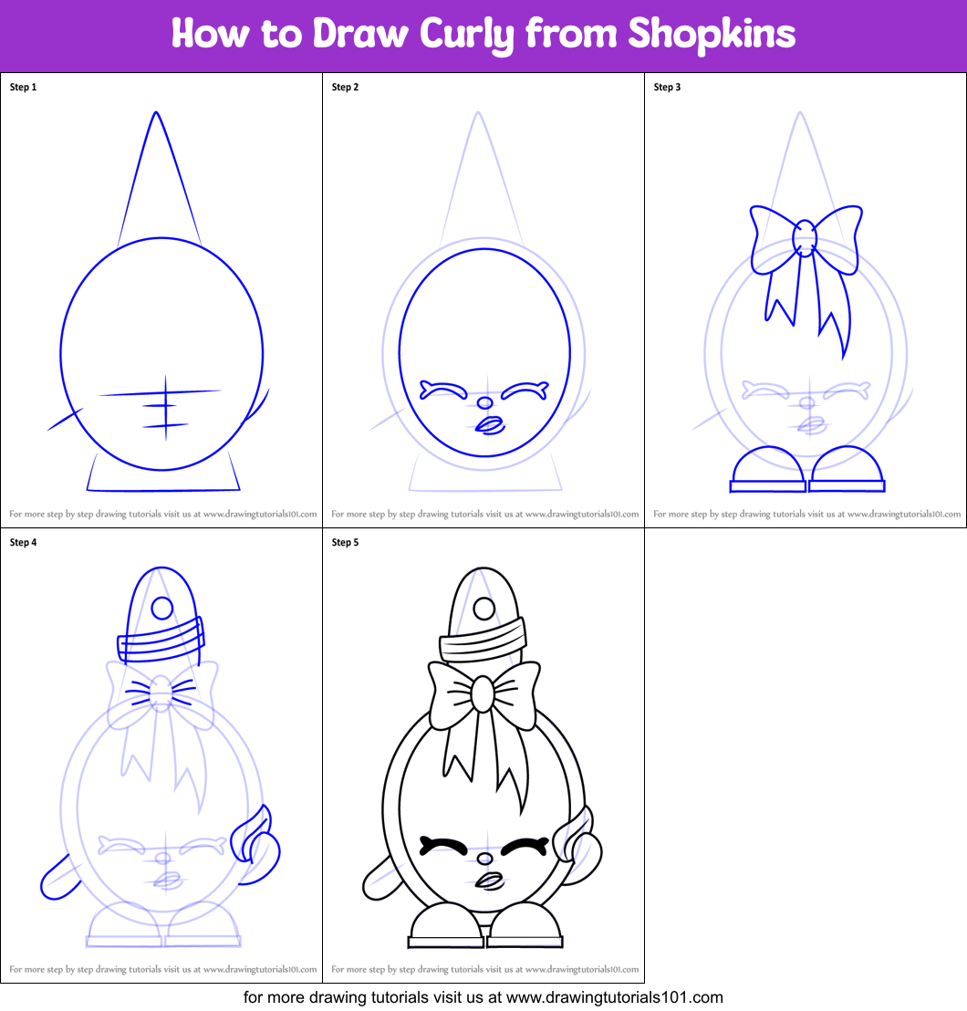 How to Draw Curly from Shopkins Printable Step by Step
