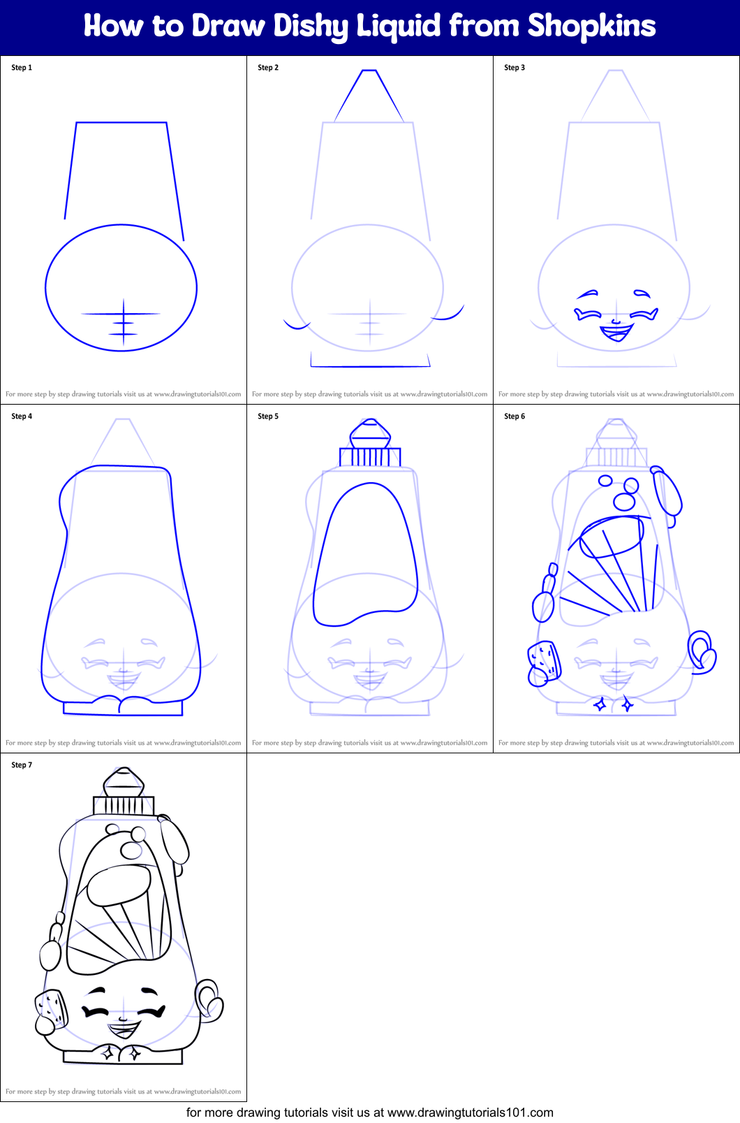 How to Draw Dishy Liquid from Shopkins Printable Step by Step