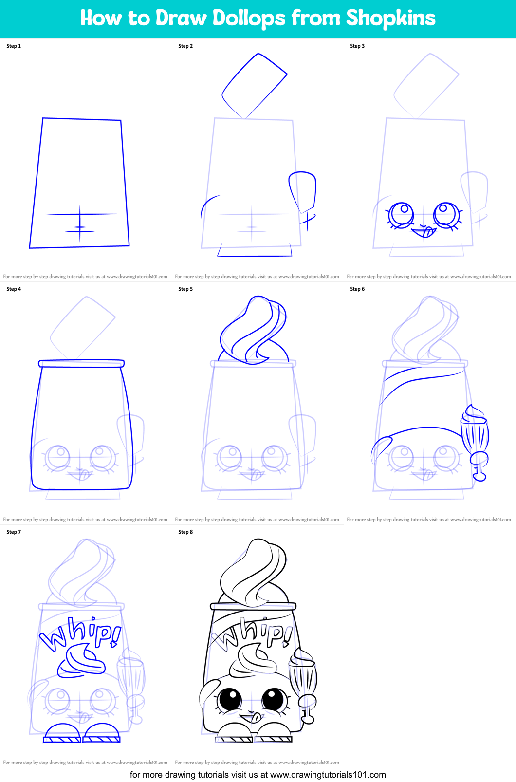 How to Draw Dollops from Shopkins Printable Step by Step
