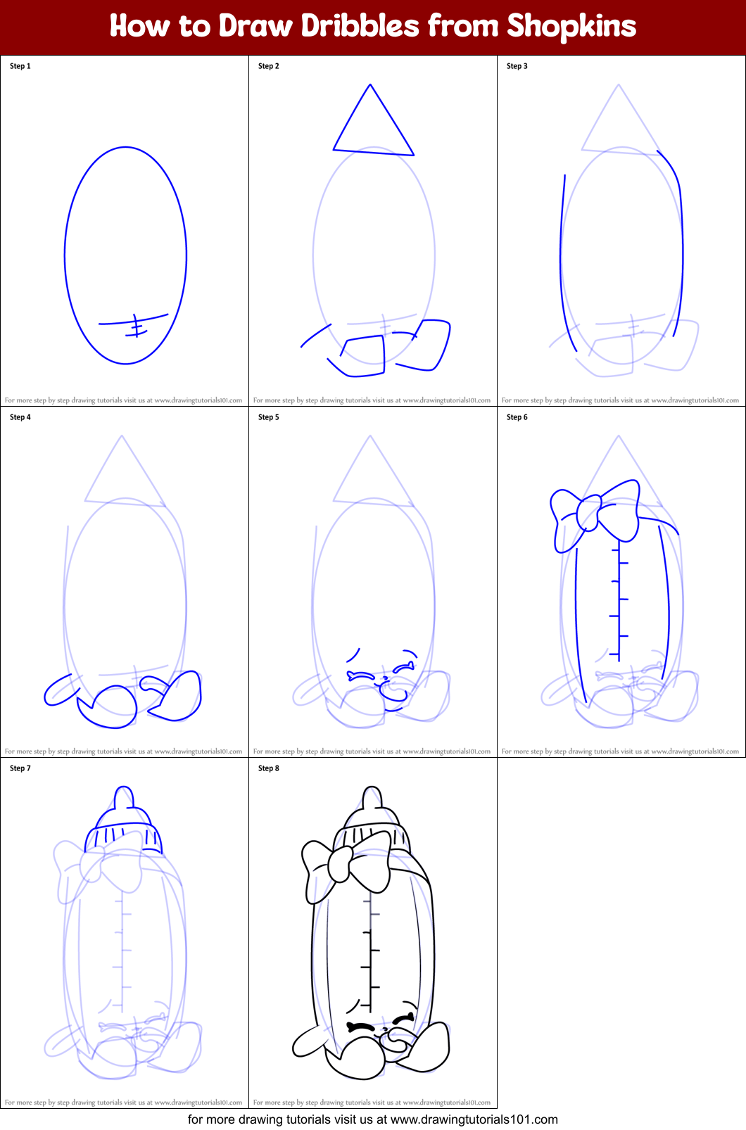 How to Draw Dribbles from Shopkins Printable Step by Step