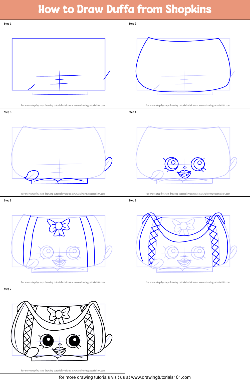How to Draw Duffa from Shopkins Printable Step by Step