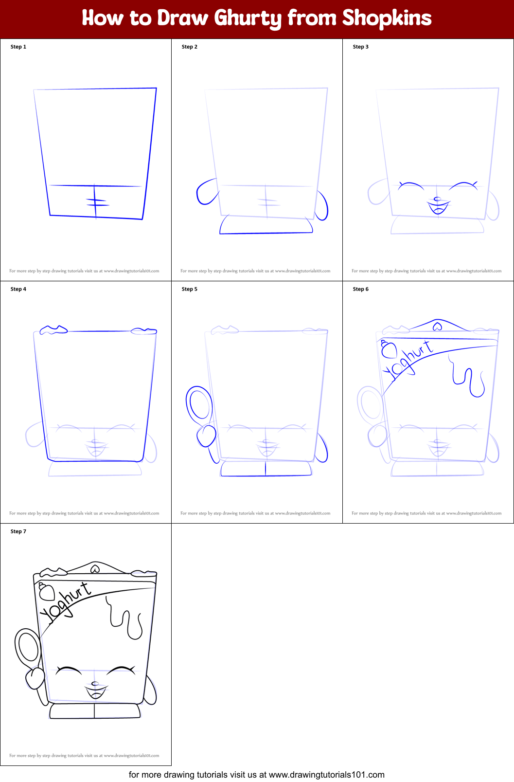 How to Draw Ghurty from Shopkins Printable Step by Step