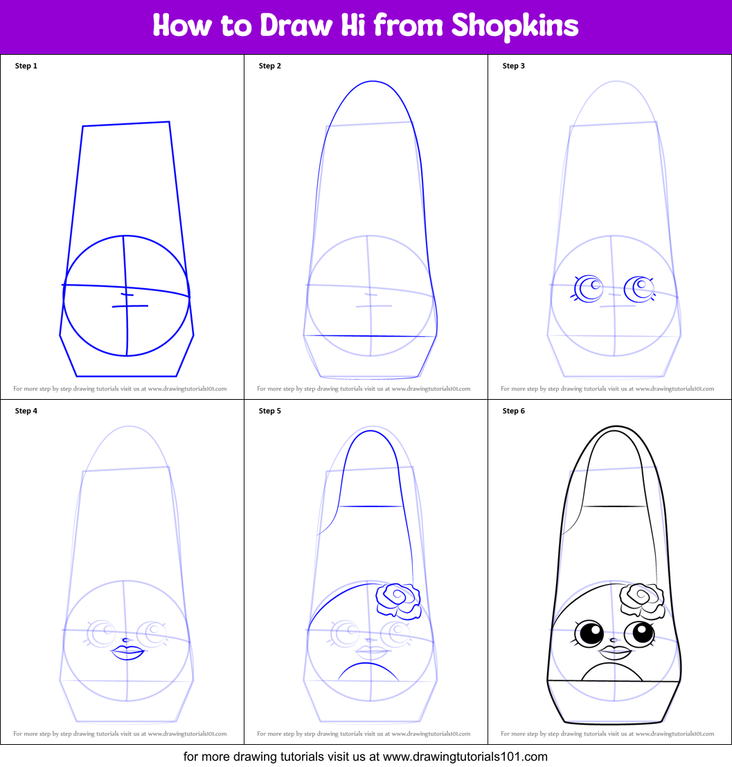 How to Draw Hi from Shopkins Printable Step by Step