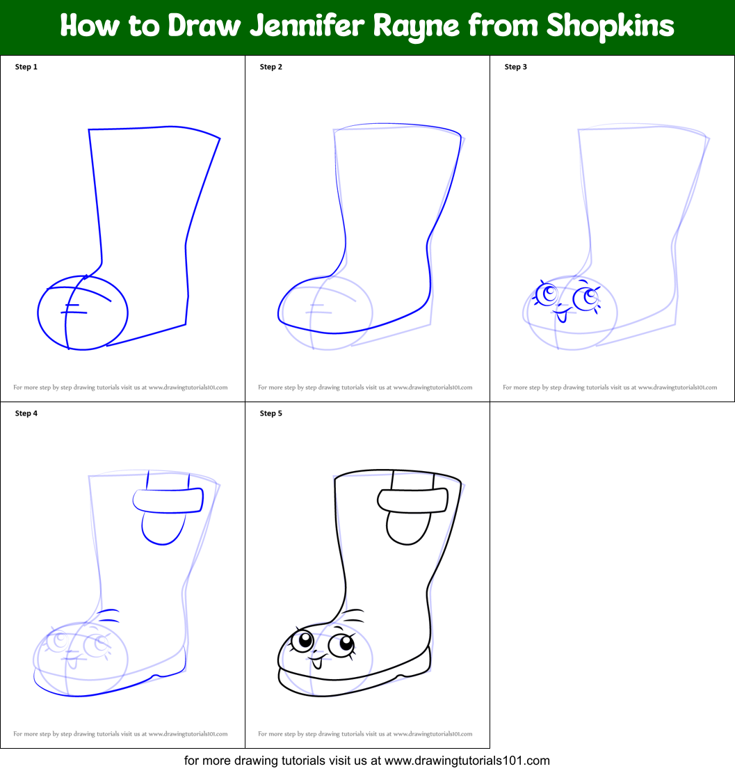 How to Draw Jennifer Rayne from Shopkins Printable Step by Step