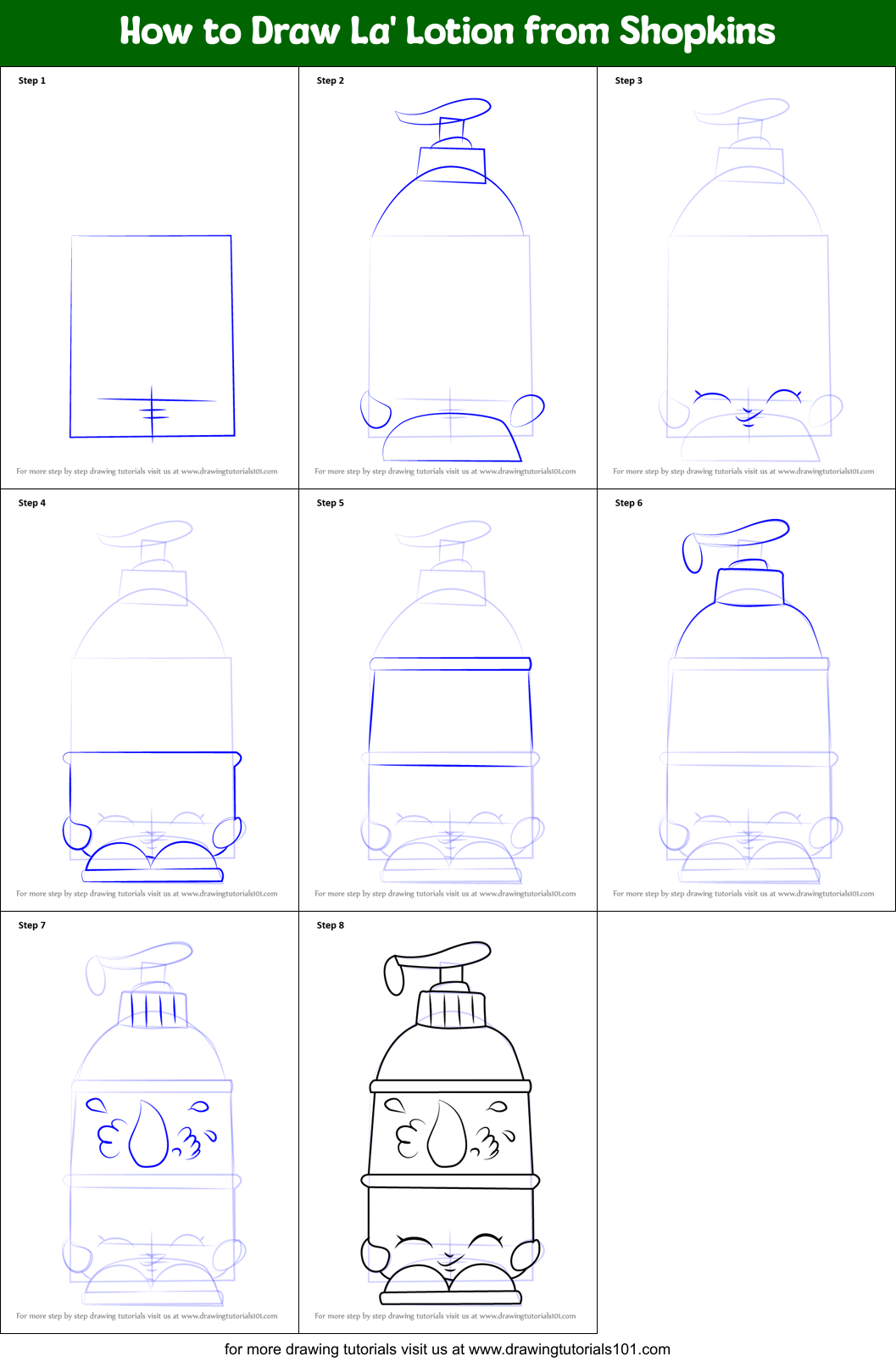 How to Draw La' Lotion from Shopkins Printable Step by Step