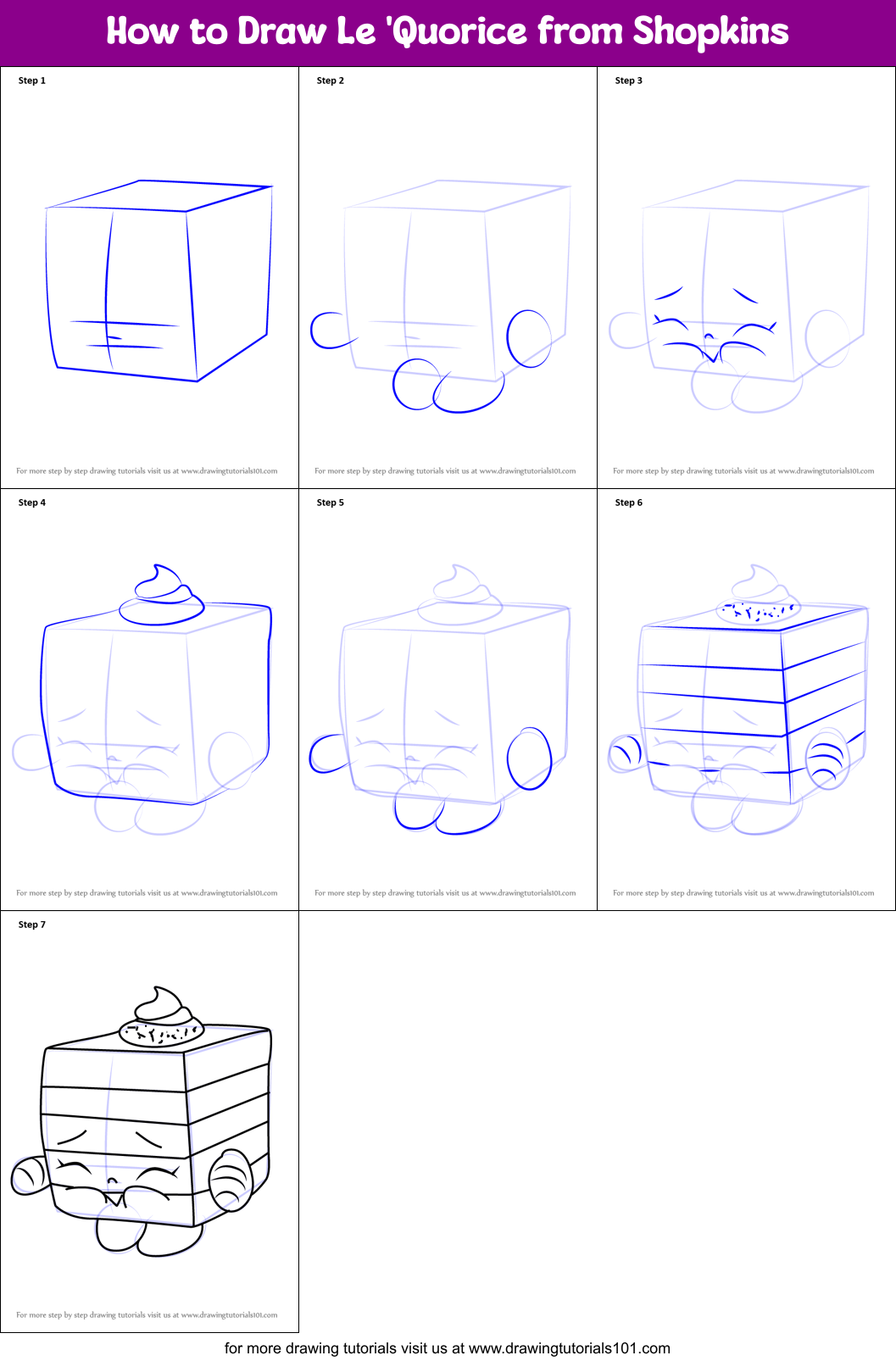 How to Draw Le 'Quorice from Shopkins Printable Step by Step