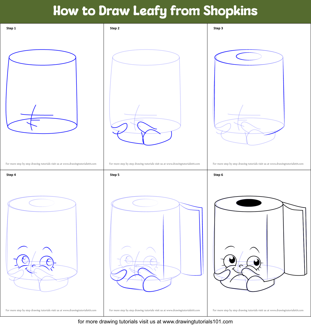 How to Draw Leafy from Shopkins Printable Step by Step