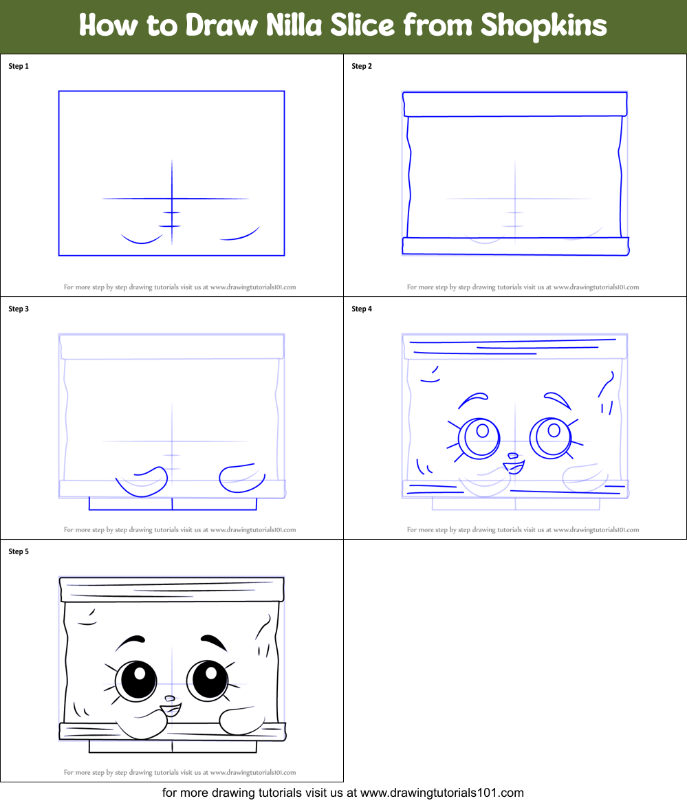 How to Draw Nilla Slice from Shopkins Printable Step by Step