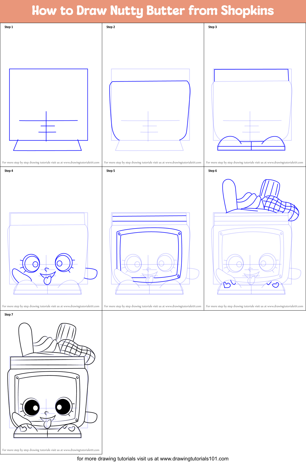 How to Draw Nutty Butter from Shopkins Printable Step by Step