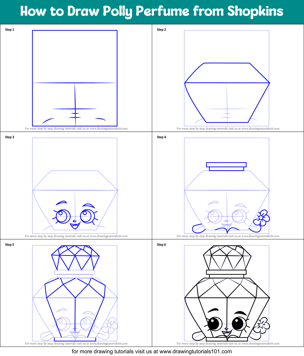 How to Draw Polly Perfume from Shopkins Printable Step by Step