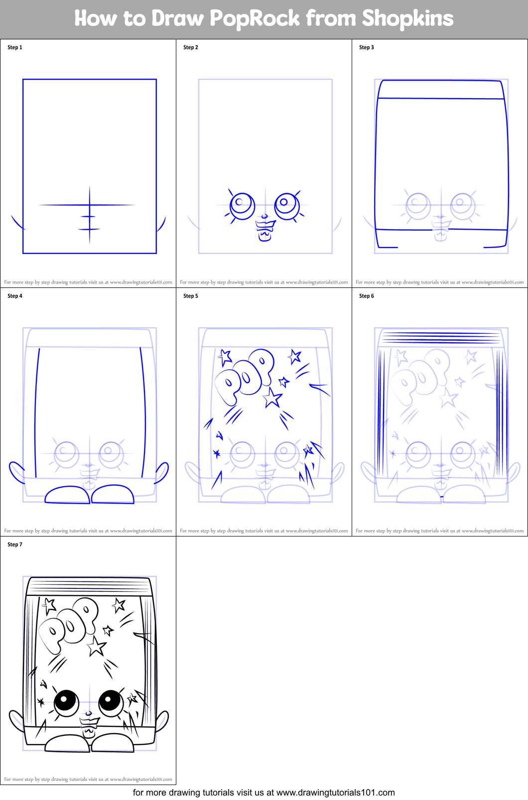 How to Draw PopRock from Shopkins Printable Step by Step