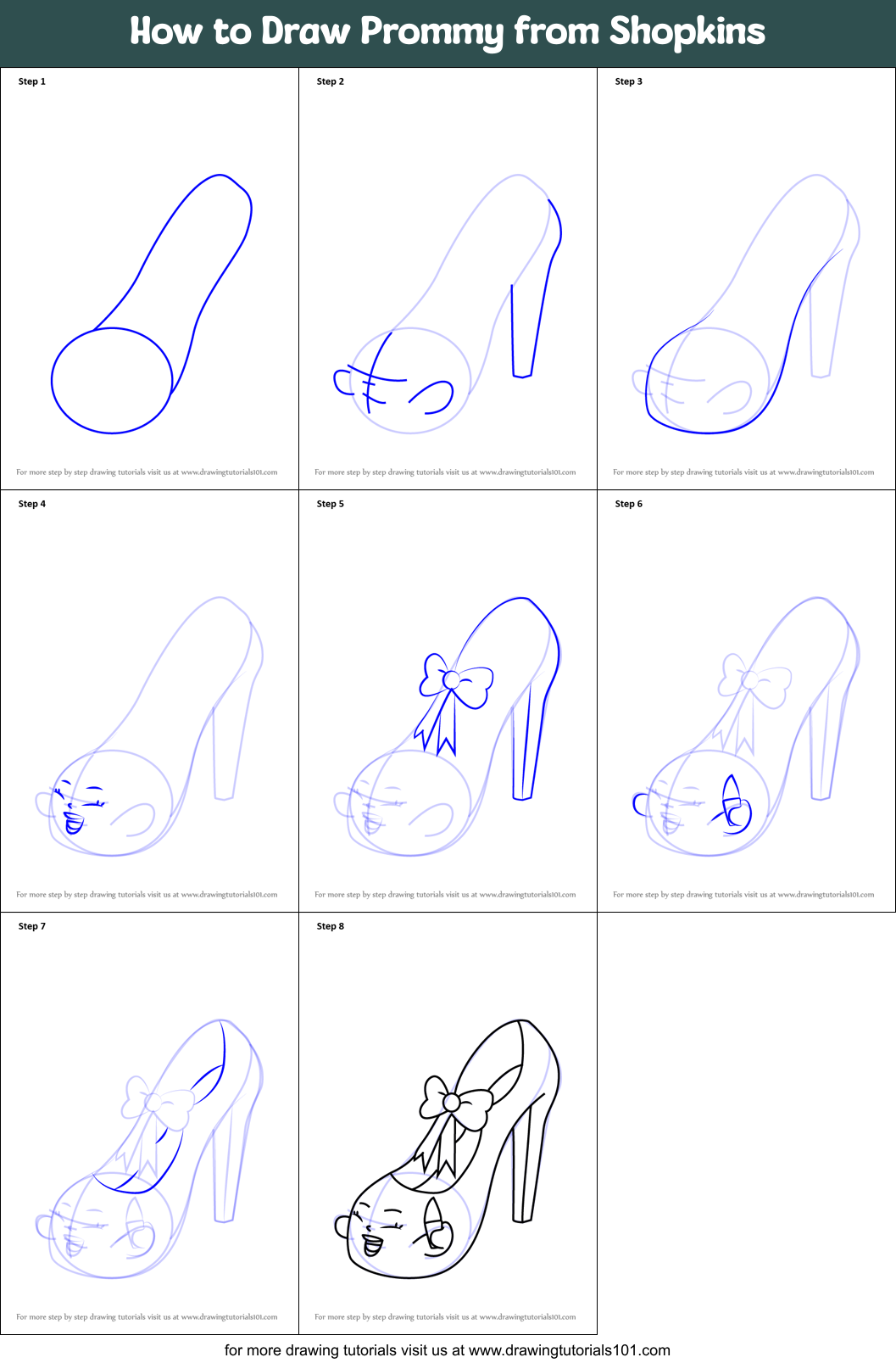 How to Draw Prommy from Shopkins Printable Step by Step