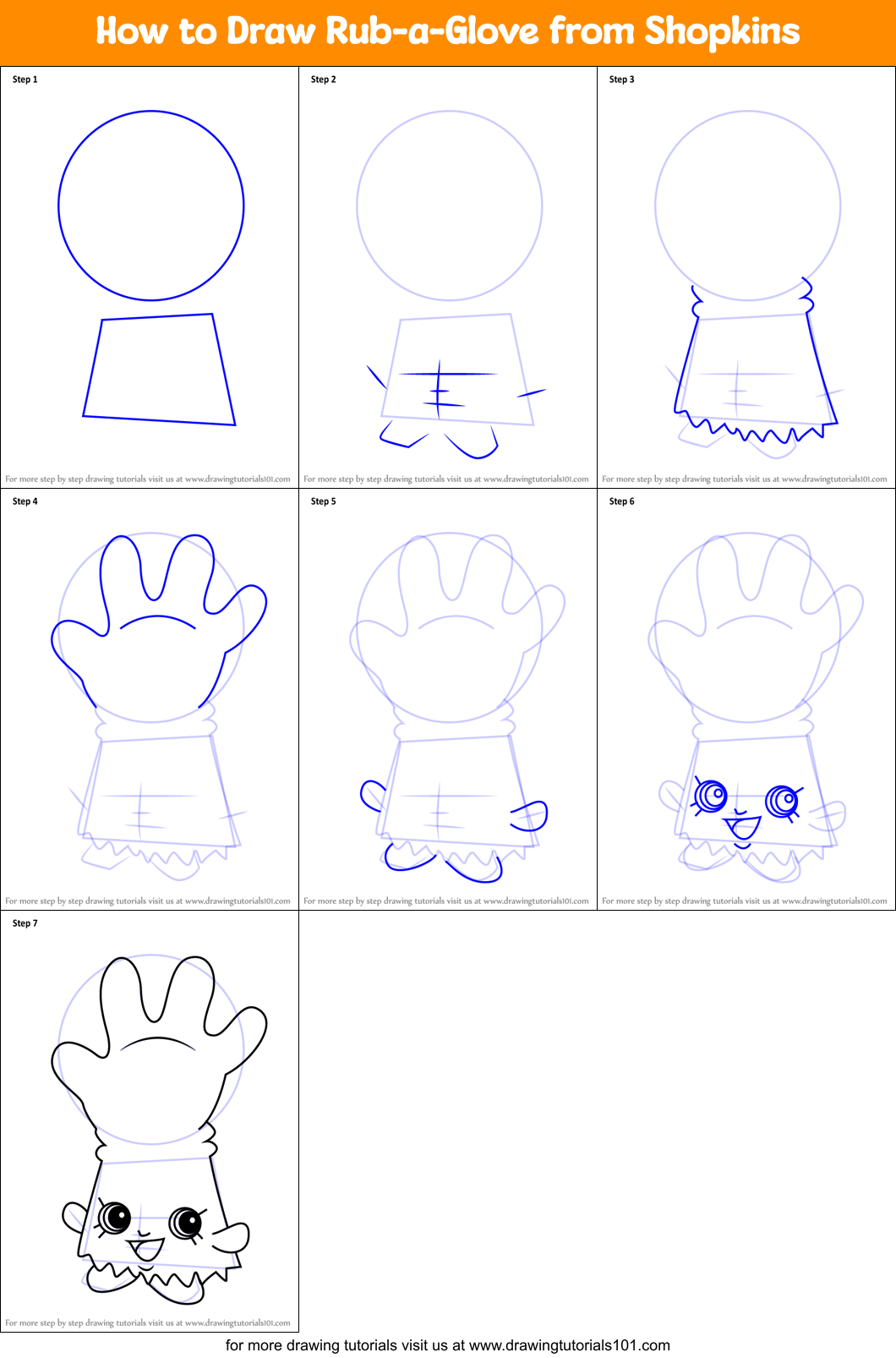 How to Draw Rub-a-Glove from Shopkins Printable Step by Step