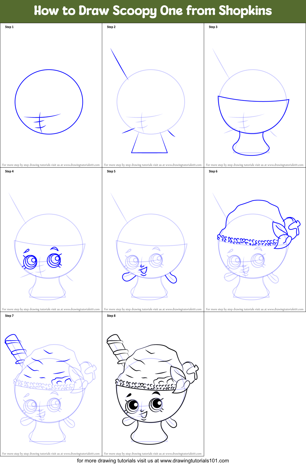 How to Draw Scoopy One from Shopkins Printable Step by Step