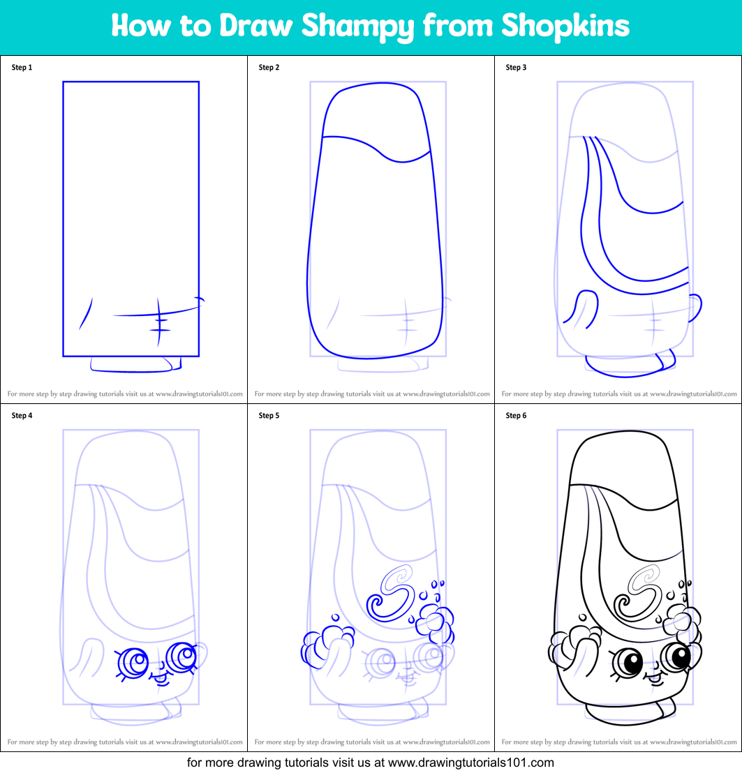How to Draw Shampy from Shopkins Printable Step by Step