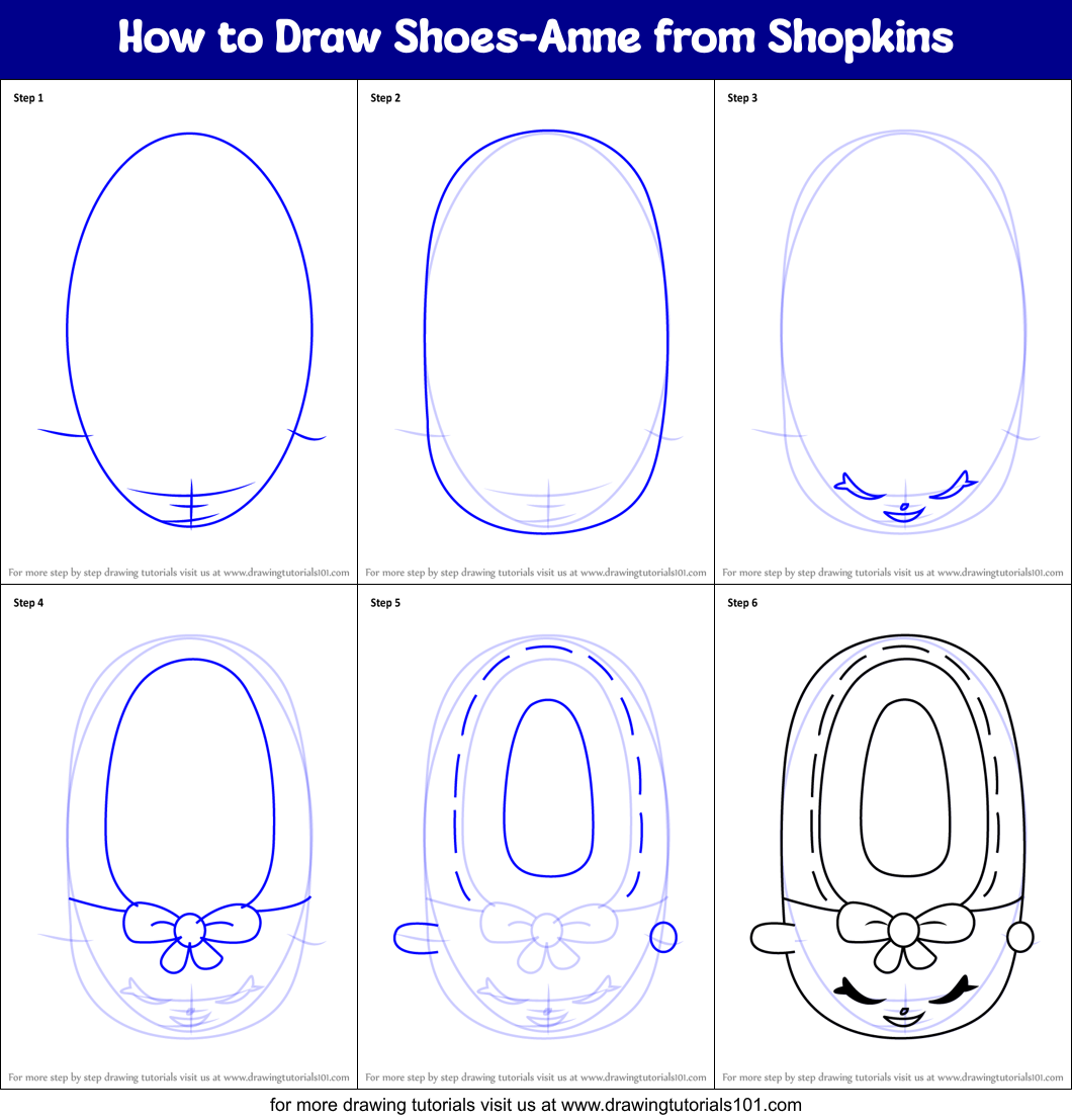 How to Draw Shoes-Anne from Shopkins Printable Step by Step
