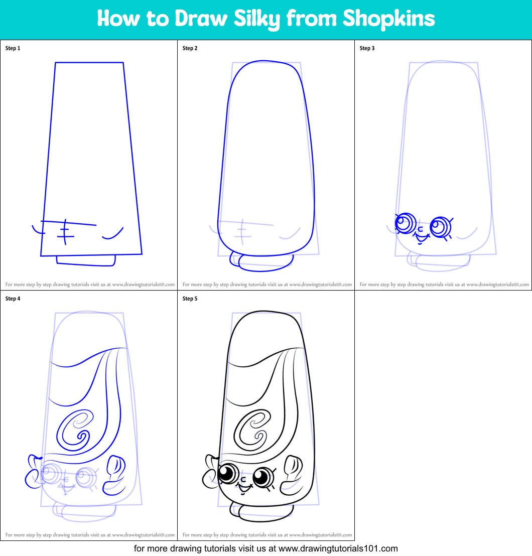 How to Draw Silky from Shopkins Printable Step by Step