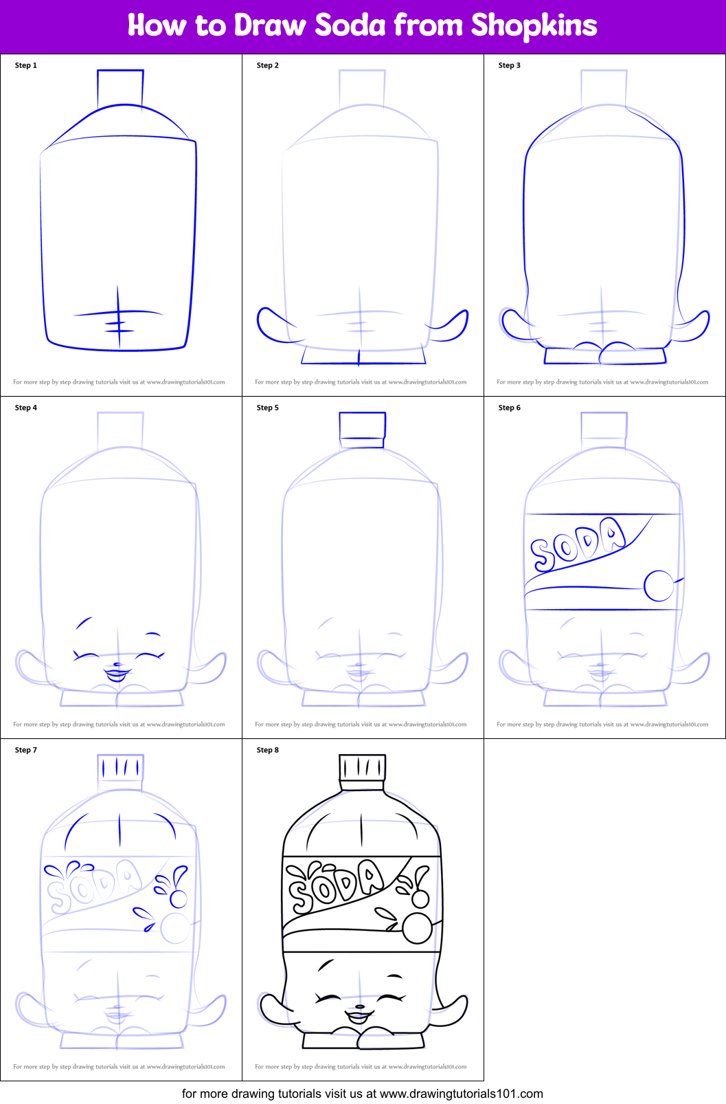 How to Draw Soda from Shopkins Printable Step by Step
