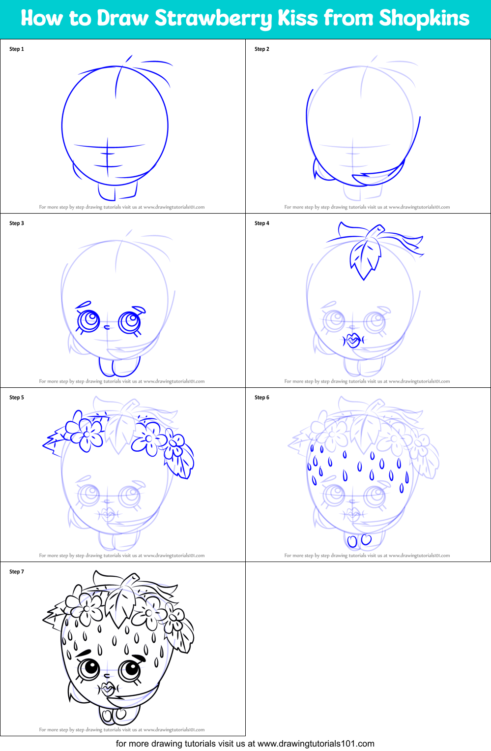 How to Draw Strawberry Kiss from Shopkins printable step by step ...