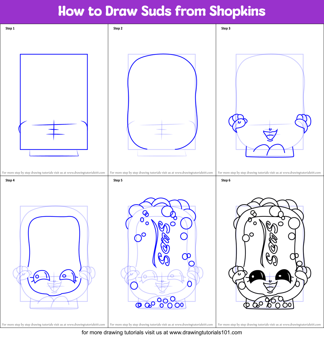 How to Draw Suds from Shopkins Printable Step by Step