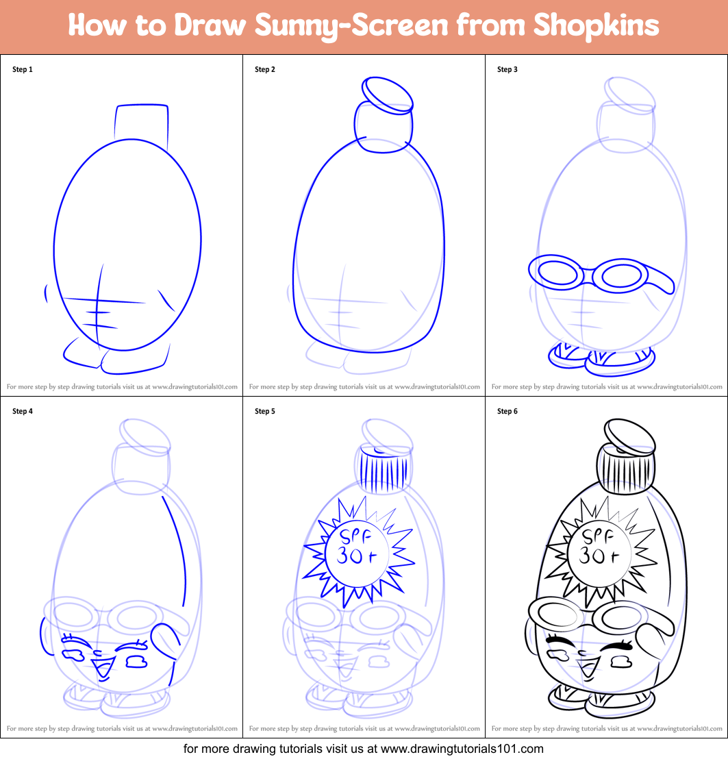 How to Draw Sunny-Screen from Shopkins printable step by step drawing