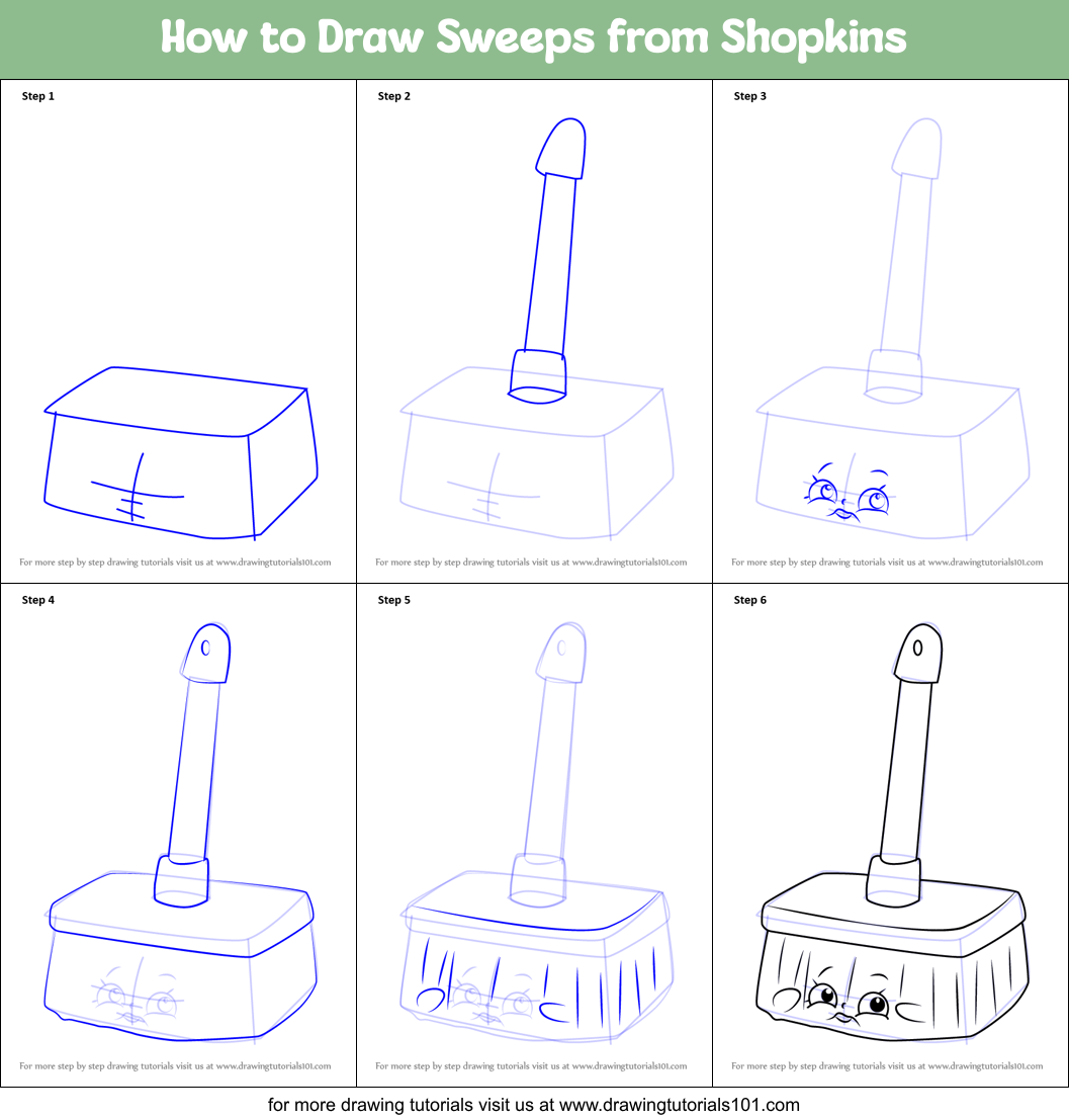 How to Draw Sweeps from Shopkins Printable Step by Step