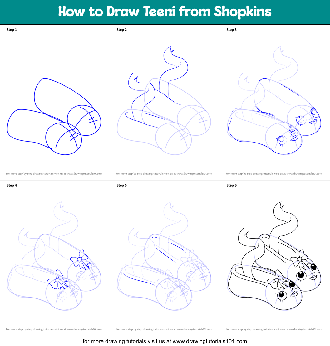 How to Draw Teeni from Shopkins Printable Step by Step
