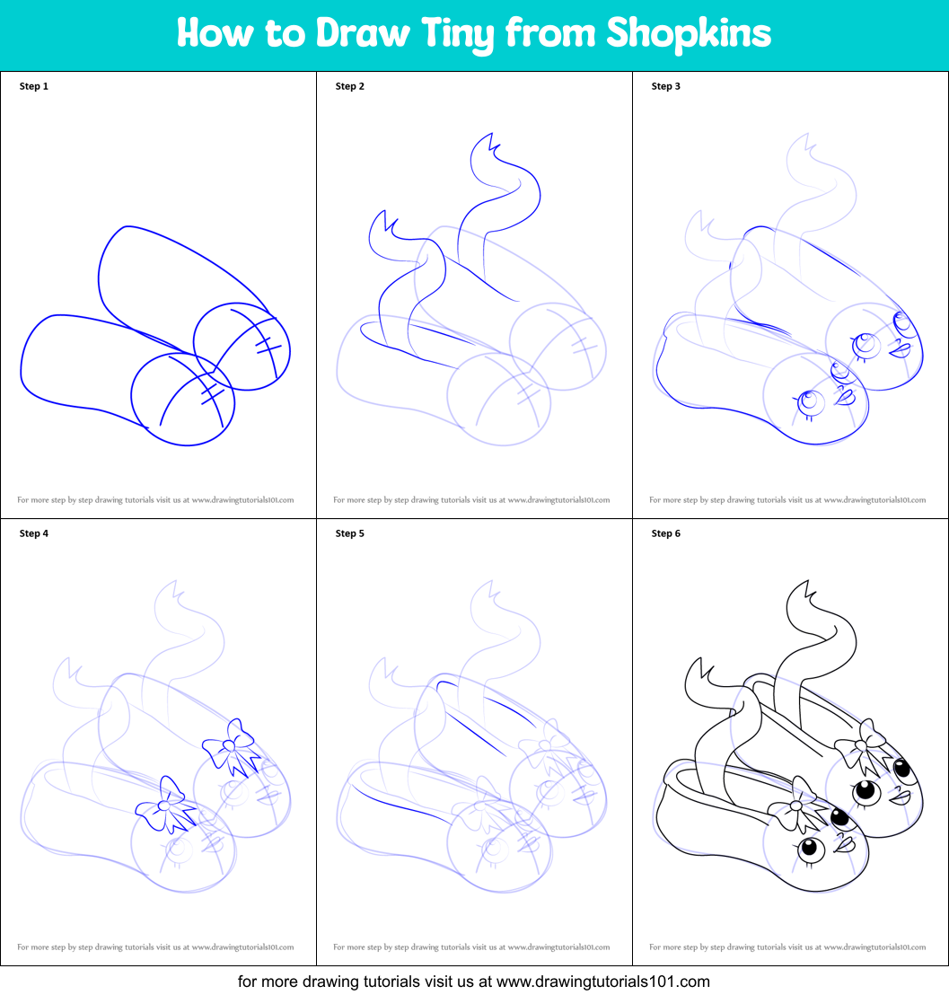 How to Draw Tiny from Shopkins Printable Step by Step