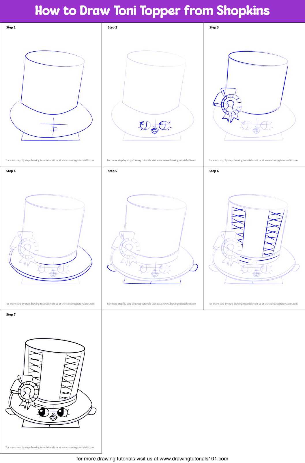 How to Draw Toni Topper from Shopkins Printable Step by Step