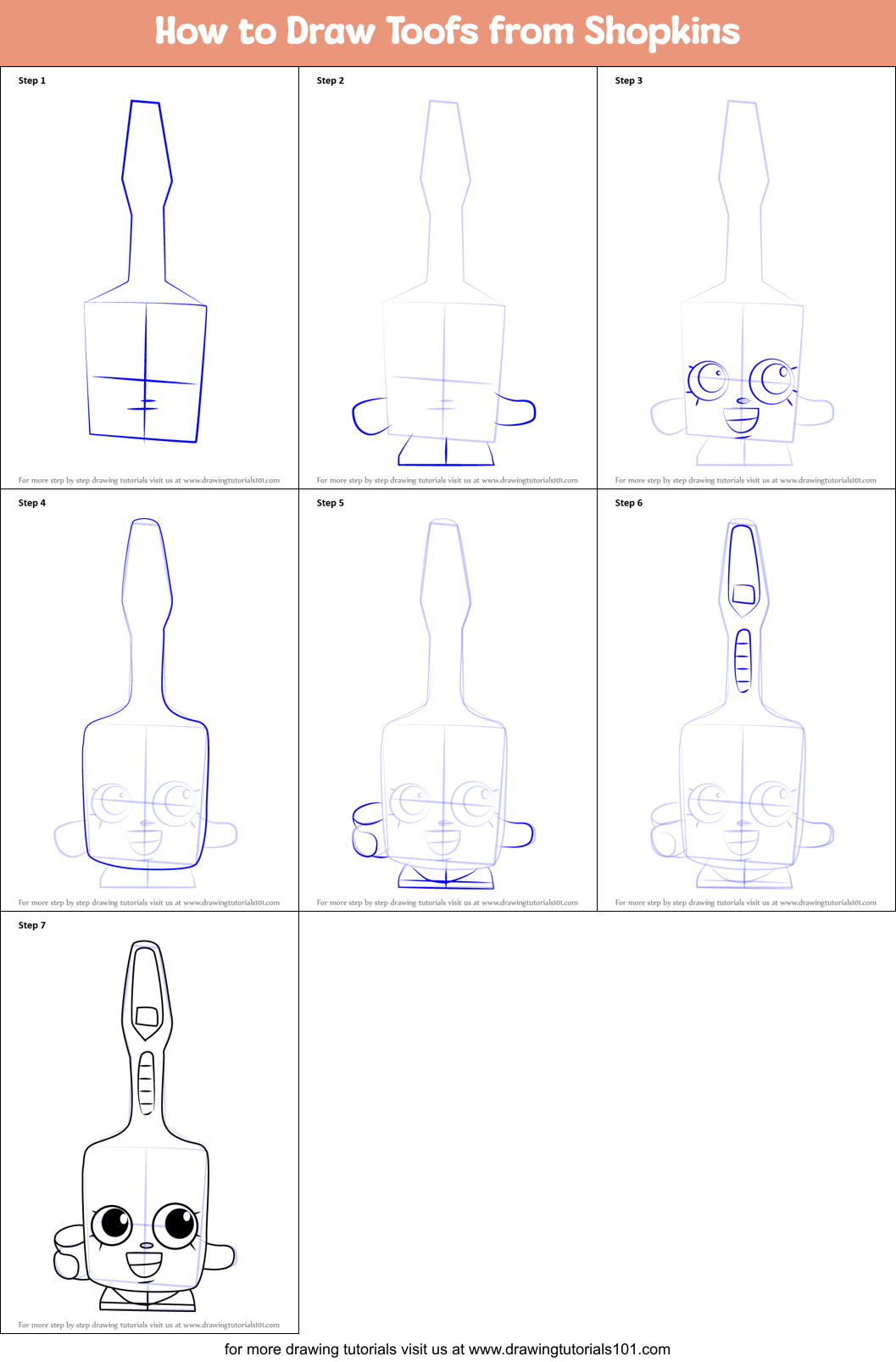 How to Draw Toofs from Shopkins Printable Step by Step