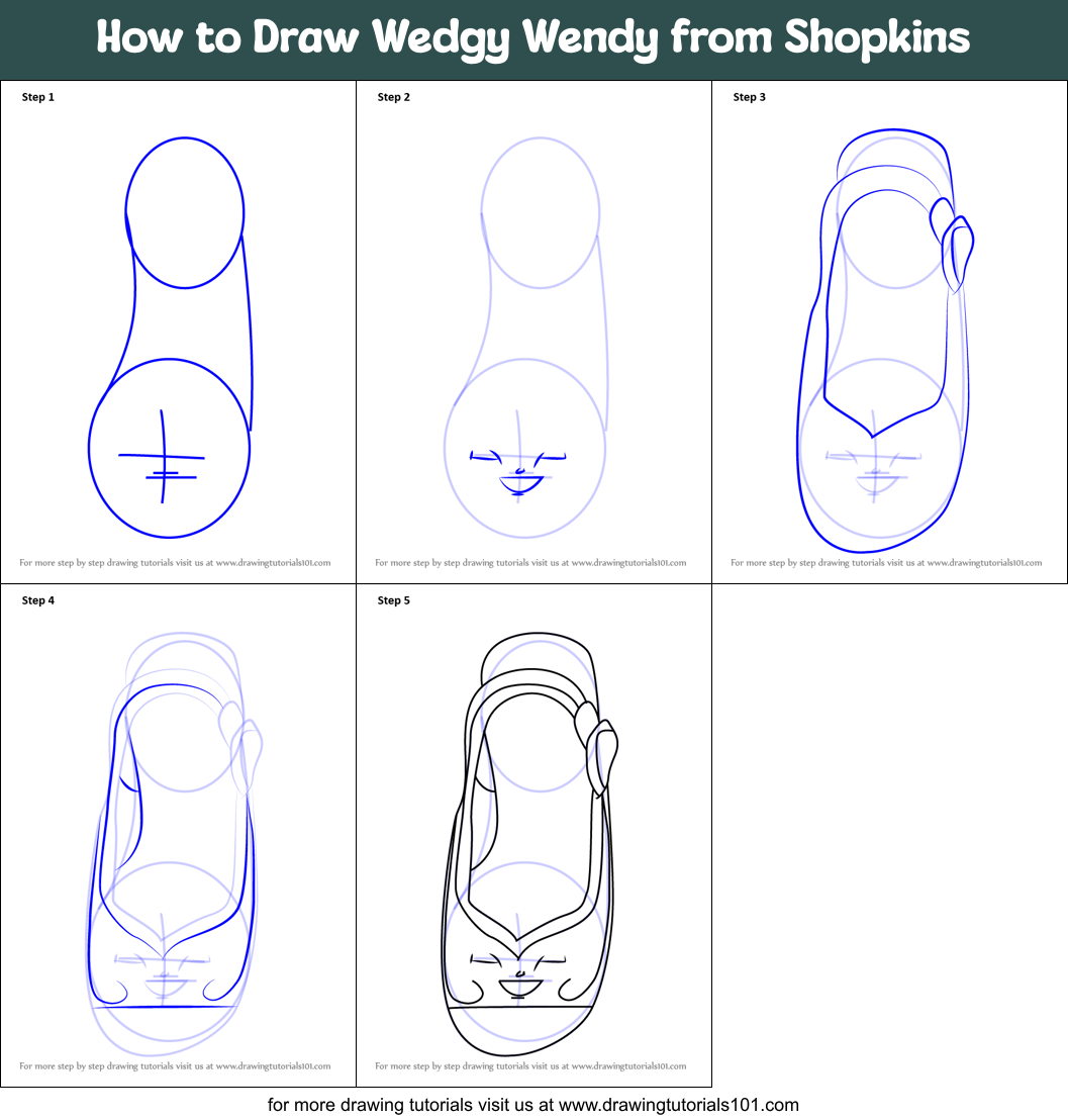 How to Draw Wedgy Wendy from Shopkins Printable Step by Step