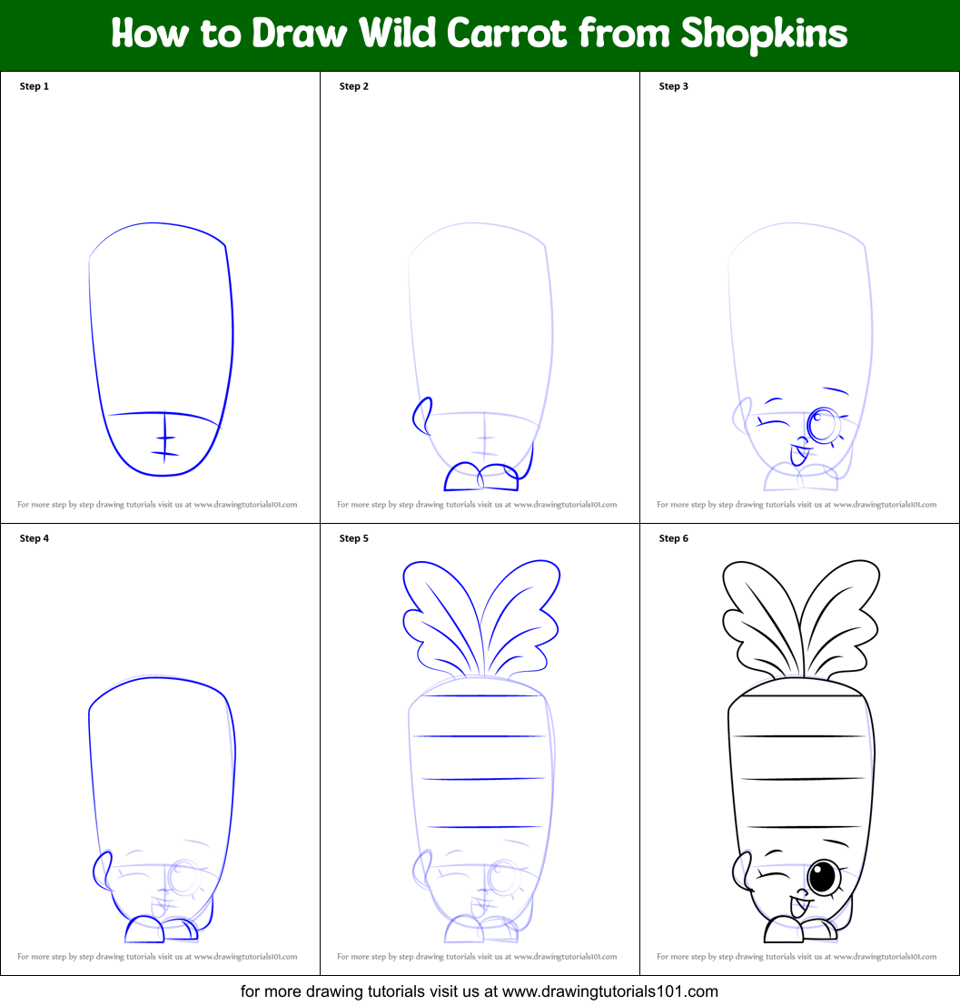 How to Draw Wild Carrot from Shopkins Printable Step by Step